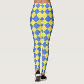 Geel Blauw Geruit Diamant Patroon Leggings (Achterkant)
