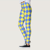 Geel Blauw Geruit Diamant Patroon Leggings (Links)