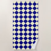 Geel Blauw Geruit Diamant Patroon Strandlaken (Voorkant)