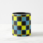 Geel blauw geruit geometrisch patroon mok (Midden)