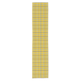 Geel Blauw Geruit Klassiek Patroon Tafel Runner Korte Tafelloper