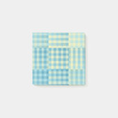 Geel Blauw Geruit Patchwork Patroon Post-it® Notes (Voorkant)