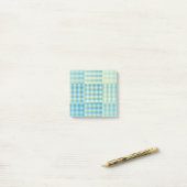 Geel Blauw Geruit Patchwork Patroon Post-it® Notes (Op bureau)