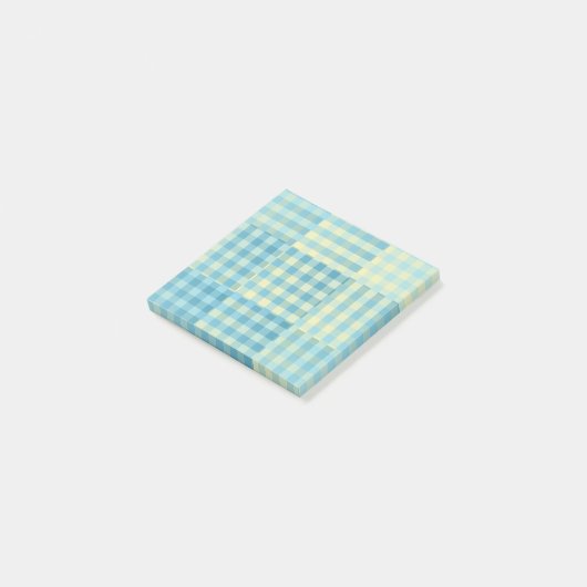 Geel Blauw Geruit Patchwork Patroon Post-it® Notes (Schuin)