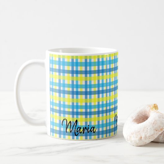 Geel Blauw Gestreepte Mok (Met donut)