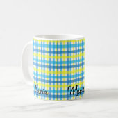 Geel Blauw Gestreepte Mok (Voorkant links)