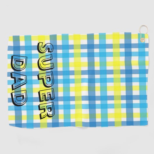 Geel blauw-goudhanddoek Super Pap Golfhanddoek (Horizontaal)
