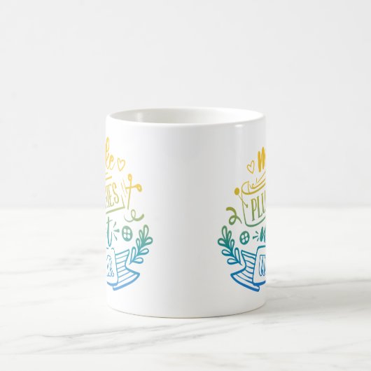 Geel blauw gradiëntvredescitaat voor duwbakken koffiemok (Center)