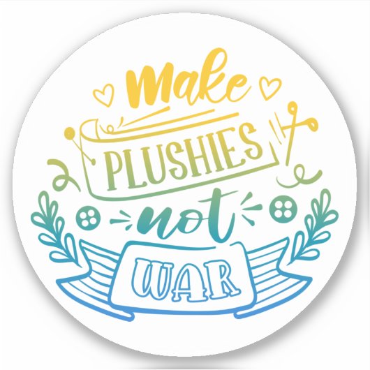 Geel blauw gradiëntvredescitaat voor duwbakken sticker (Voorkant)