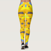 Geel Blauw Grijs Levendig Abstract Geometrisch Leggings (Achterkant)