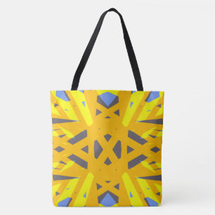Geel blauw grijs vibrant Abstract meetkundig deco Tote Bag