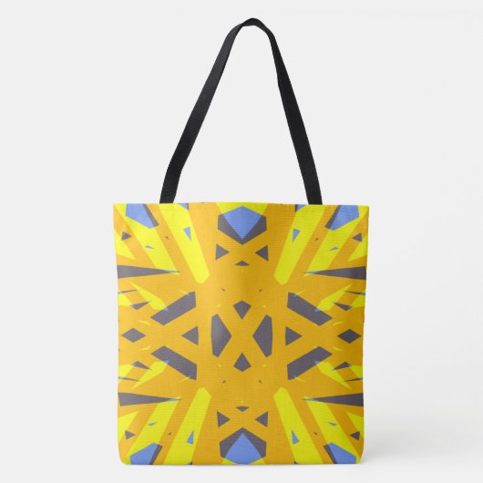 Geel blauw grijs vibrant Abstract meetkundig deco Tote Bag (Voorkant)