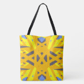 Geel blauw grijs vibrant Abstract meetkundig deco Tote Bag (Achterkant)