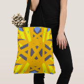 Geel blauw grijs vibrant Abstract meetkundig deco Tote Bag (Dichtbij)