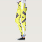 Geel Blauw Grijs Wit Geometrische Gym Oefening Leggings (Links)