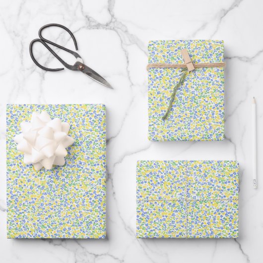 Geel, Blauw & Groen Abstract Inpakpapier Vel (Voorkant)
