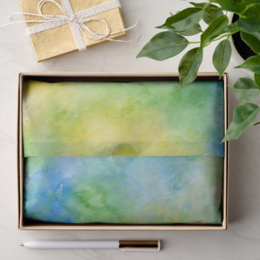 Geel Blauw Groen Abstracte Waterverf Tissuepapier (Geschenk)