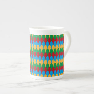 Geel Blauw Groen & Rode Geometrische Schelpen Porselein Kop