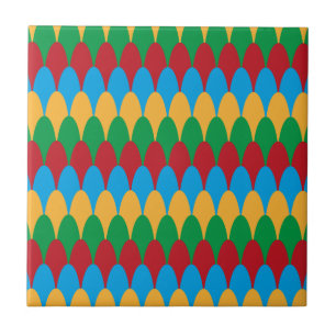 Geel Blauw Groen & Rode Geometrische Schelpen Tegeltje