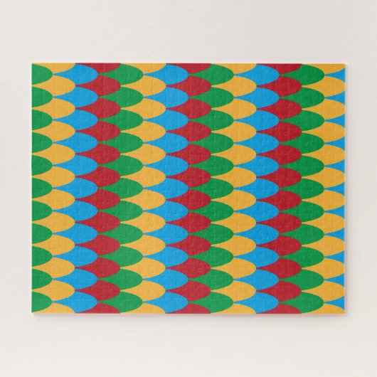 Geel Blauw Groen & Rood Geometrische Scallops Legpuzzel (Horizontaal)