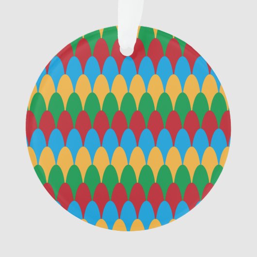 Geel Blauw Groen & Rood Geometrische Scallops Ornament (voorkant)