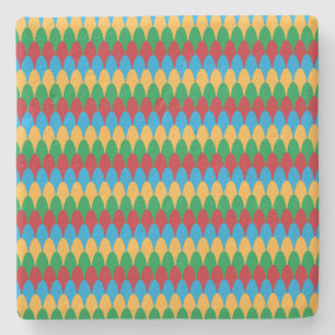 Geel Blauw Groen & Rood Geometrische Scallops Stenen Onderzetter