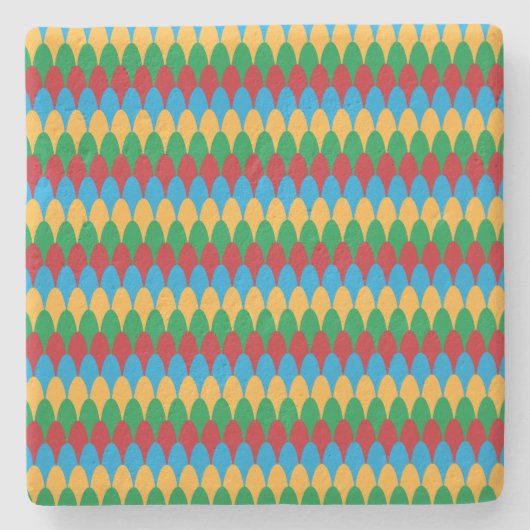 Geel Blauw Groen & Rood Geometrische Scallops Stenen Onderzetter (Voorkant)