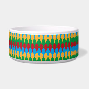 Geel Blauw Groen & Rood Geometrische Scallops Voerbakje