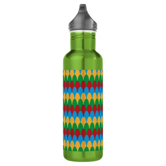 Geel Blauw Groen & Rood Geometrische Scallops Waterfles (Rechts)