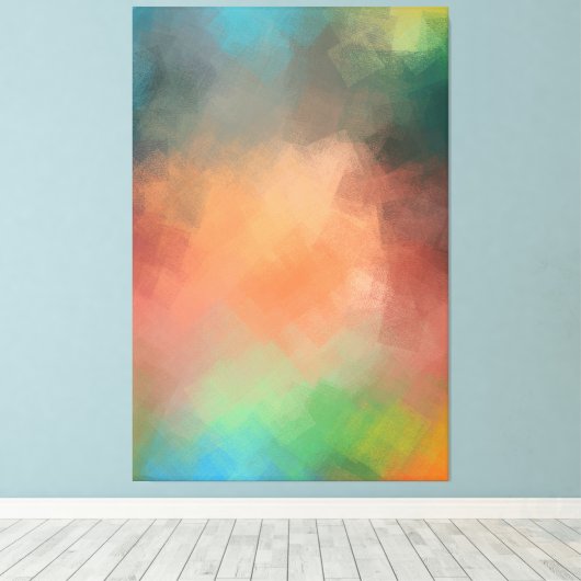 Geel Blauw Groen Rood Modern Klein Abstracte Kunst Canvas Afdruk (Insitu (Houten vloer))
