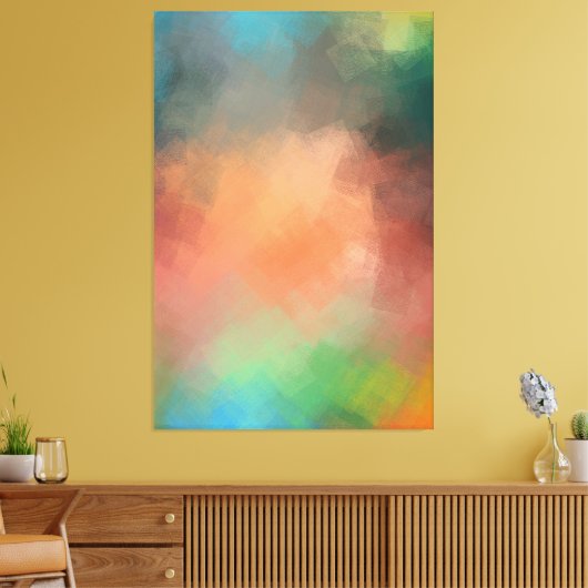 Geel Blauw Groen Rood Modern Klein Abstracte Kunst Canvas Afdruk (Insitu (Woonkamer))