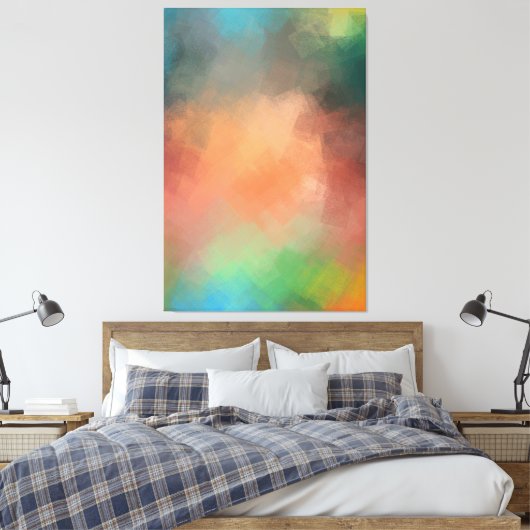 Geel Blauw Groen Rood Modern Klein Abstracte Kunst Canvas Afdruk (Insitu (Slaapkamer))
