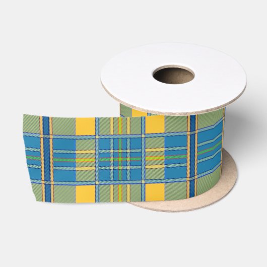Geel, Blauw & Groen Satijnen Lint (Spoel)