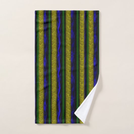 Geel Blauw Groen Zwart getextureerde Stripes Bad Handdoek (Handdoek)