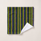 Geel Blauw Groen Zwart getextureerde Stripes Bad Handdoek (Wasdoekje)