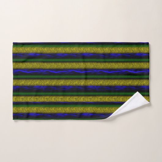 Geel Blauw Groen Zwart getextureerde Stripes Bad Handdoek (Handdoek)
