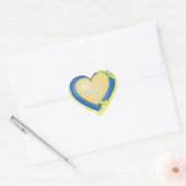 Geel blauw hart en gele bloemen. sticker (Envelop)