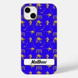 Geel Blauw Hockey Trendy Naadloos Patroon Case-Mate iPhone 14 Plus Hoesje