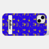 Geel Blauw Hockey Trendy Naadloos Patroon Case-Mate iPhone Case (Achterkant (horizontaal))
