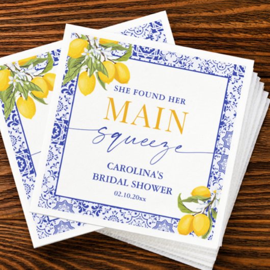 Geel Blauw Hoofd Pers Bruidsfeest Citroen Servet