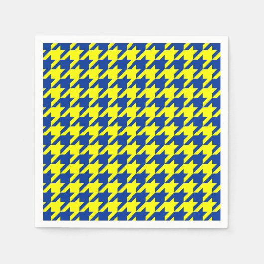 Geel Blauw Houndstooth Plaid Check Servet (Voorkant)