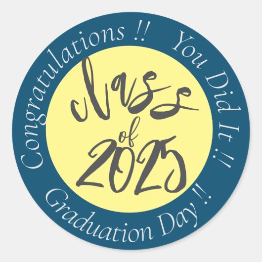 Geel blauw je deed het klas van 2023 Afstuderen Ronde Sticker (Voorkant)