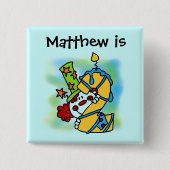 Geel/Blauw Kaarsenclown 2e Verjaardag Button (Voorkant)