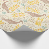 Geel blauw karmel Spring Floral en kraanpatroon Cadeaupapier (Hoek)