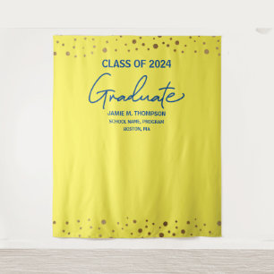 Geel Blauw Klas van 2024 achtergrond diploma-uitre Wandkleed