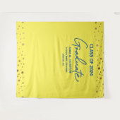 Geel Blauw Klasse van 2024 achtergrond afstuderen Wandkleed (Voorkant (horizontaal))