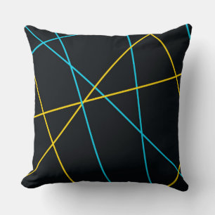 Geel, Blauw, koel, trendy, stedelijk, moderne lijn Kussen
