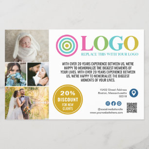 Geel Blauw Logo Foto's Promo Small Business Flyer