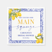 Geel Blauw Main Squeeze Vrijgezellenfeest Citroen Servet (Voorkant)