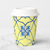 Geel & Blauw Mediterraan Papieren Bekers (Achterkant)